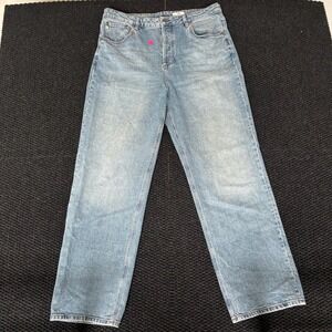 AG Adriano Goldschmied Jeans Women 34" Light Wash Straight Leg‎ Button Fly Denim
